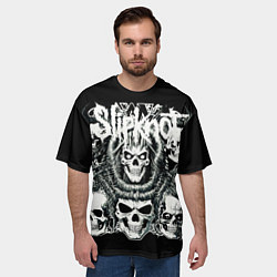 Футболка оверсайз мужская Slipknot и черепушки, цвет: 3D-принт — фото 2