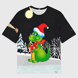 Футболка оверсайз мужская Дракон в новогоднюю ночь, цвет: 3D-принт