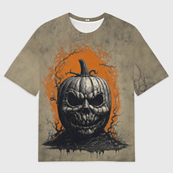 Футболка оверсайз мужская Мрачная хэллоуинская тыква, цвет: 3D-принт