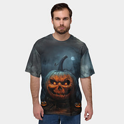 Футболка оверсайз мужская Хэллоуинская праздничная тыква, цвет: 3D-принт — фото 2