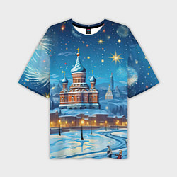 Мужская футболка оверсайз Новогодняя Москва