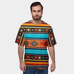 Футболка оверсайз мужская Этнический принт в горизонтальную полоску, цвет: 3D-принт — фото 2