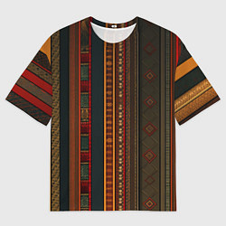Мужская футболка оверсайз Этнический узор в вертикальную полоску