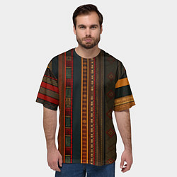 Футболка оверсайз мужская Этнический узор в вертикальную полоску, цвет: 3D-принт — фото 2