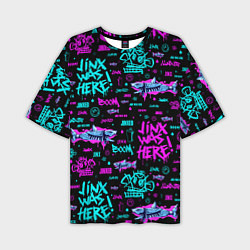 Мужская футболка оверсайз Jinx Arcane pattern neon