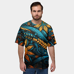 Футболка оверсайз мужская Узор с растительными элементами, цвет: 3D-принт — фото 2
