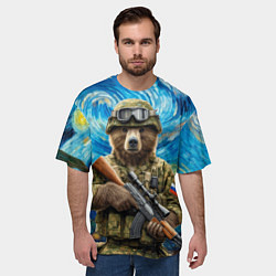 Футболка оверсайз мужская Ночной снайпер бурый медведь, цвет: 3D-принт — фото 2