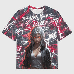 Футболка оверсайз мужская Девушка с горящими глазами, цвет: 3D-принт