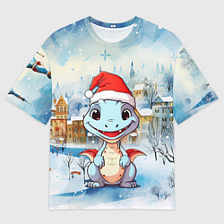 Футболка оверсайз мужская Новогодний дракон 2024, цвет: 3D-принт