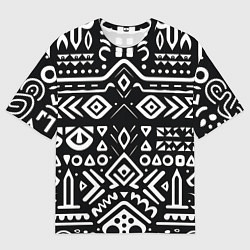 Мужская футболка оверсайз Черно-белый абстрактный паттерн