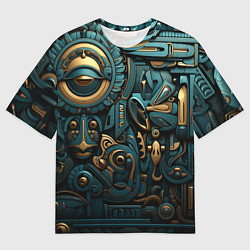 Мужская футболка оверсайз Асимметричный узор в египетском стиле