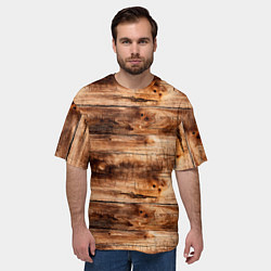 Футболка оверсайз мужская Старая деревянная обшивка, цвет: 3D-принт — фото 2