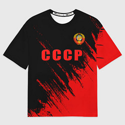 Футболка оверсайз мужская СССР герб брызги красок, цвет: 3D-принт