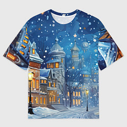 Мужская футболка оверсайз Новогоднее настроение город