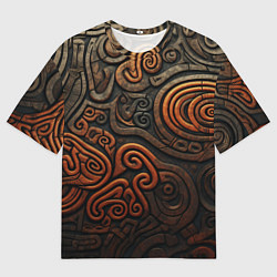 Футболка оверсайз мужская Асимметричный паттерн в викингском стиле, цвет: 3D-принт