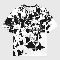 Футболка оверсайз мужская Морда льва - абстракция, цвет: 3D-принт