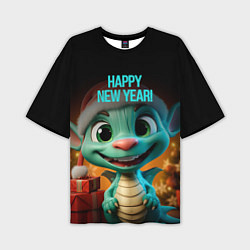 Футболка оверсайз мужская Happy new year green dragon, цвет: 3D-принт