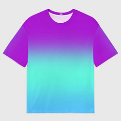 Мужская футболка оверсайз Фиолетовый бирюзовый голубой неоновый градиент
