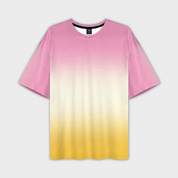 Футболка оверсайз мужская Розовый бежевый желтый градиент, цвет: 3D-принт