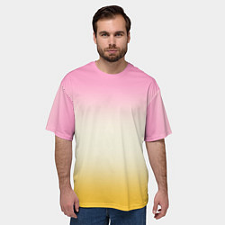 Футболка оверсайз мужская Розовый бежевый желтый градиент, цвет: 3D-принт — фото 2