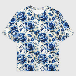 Мужская футболка оверсайз Гжель узор паттерн