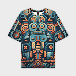 Мужская футболка оверсайз Симметричный абстрактный паттерн в ацтекском стиле