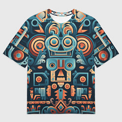 Мужская футболка оверсайз Симметричный абстрактный паттерн в ацтекском стиле