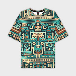 Мужская футболка оверсайз Абстрактный паттерн в ацтекском стиле