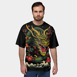 Футболка оверсайз мужская Зеленый дракон, цвет: 3D-принт — фото 2