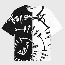 Мужская футболка оверсайз Астарион - знак на спине чб