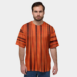Футболка оверсайз мужская Абстрактные полосы красно-оранжевый, цвет: 3D-принт — фото 2