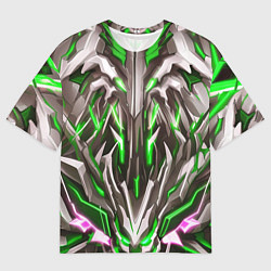 Мужская футболка оверсайз Зелёная киберпанк броня