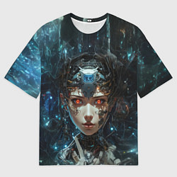 Футболка оверсайз мужская Андроид с оранжевыми глазами, цвет: 3D-принт