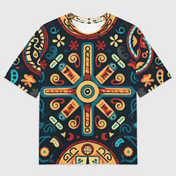 Футболка оверсайз мужская Симметричный орнамент в славянском стиле, цвет: 3D-принт