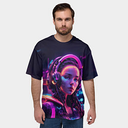 Футболка оверсайз мужская Девушка в пурпурных тенях, цвет: 3D-принт — фото 2