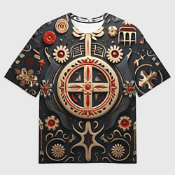 Мужская футболка оверсайз Орнамент в славянской стилистике