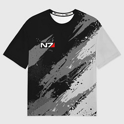 Футболка оверсайз мужская N7 - mass effect monochrome, цвет: 3D-принт