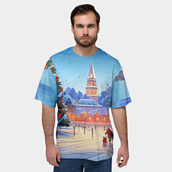 Футболка оверсайз мужская Новогодняя площадь, цвет: 3D-принт — фото 2