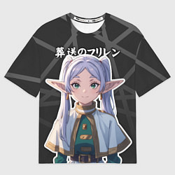 Футболка оверсайз мужская Фрирен - милые ушки эльфийки, цвет: 3D-принт