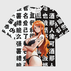 Футболка оверсайз мужская Нами в лифчике, цвет: 3D-принт