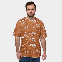 Футболка оверсайз мужская Скелеты динозавров, цвет: 3D-принт — фото 2