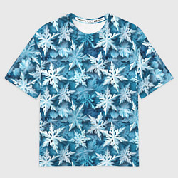 Футболка оверсайз мужская New Years pattern with snowflakes, цвет: 3D-принт