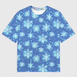 Футболка оверсайз мужская Pattern with bright snowflakes, цвет: 3D-принт