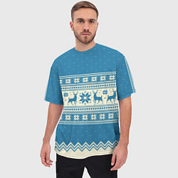 Футболка оверсайз мужская Sweater with deer on a blue background, цвет: 3D-принт — фото 2