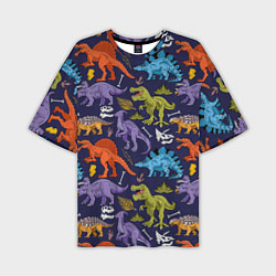 Мужская футболка оверсайз Мультяшные динозавры