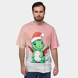 Футболка оверсайз мужская Дракон праздничных огней, цвет: 3D-принт — фото 2