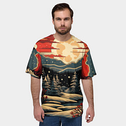 Футболка оверсайз мужская Зимнее настроение новогодний рисунок, цвет: 3D-принт — фото 2