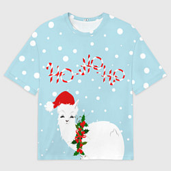 Футболка оверсайз мужская Лама в роли Санта Клауса, цвет: 3D-принт