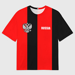 Мужская футболка оверсайз Красный и черный - герб РФ