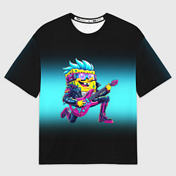 Футболка оверсайз мужская Sponge Bob - rock guitarist - ai art, цвет: 3D-принт